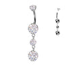 Double Prong-Set CZ Dangle Belly Ring — Implant Grade Titanium