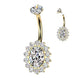 Oval CZ Pavé Halo Titanium Belly Button Ring – 14G ASTM F-136 Navel Barbell