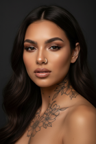 Brown Hair Model Gold Nose Hoop