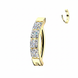 Pavé square CZ hinged hoop belly ring in gold with clear CZ — 14G ASTM F-136 implant-grade titanium navel clicker by Pressha
