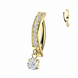 CZ pavé band & dangle navel clicker hoop in gold — 14G ASTM F-136 implant-grade
