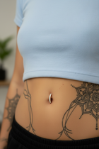 Rose Gold Aurora Belly Ring Light Blue Top New Tattoos