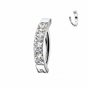 Pavé Square CZ Hinged Hoop Belly Ring – Implant Grade Titanium Navel Ring