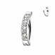 Pavé square CZ hinged hoop belly ring in silver — 14G ASTM F-136 implant-grade titanium navel clicker by Pressha

