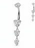 Implant Grade Titanium Internally Threaded Triple Heart CZ Dangle Navel Ring