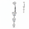 Implant Grade Titanium Internally Threaded Triple Heart CZ Dangle Navel Ring
