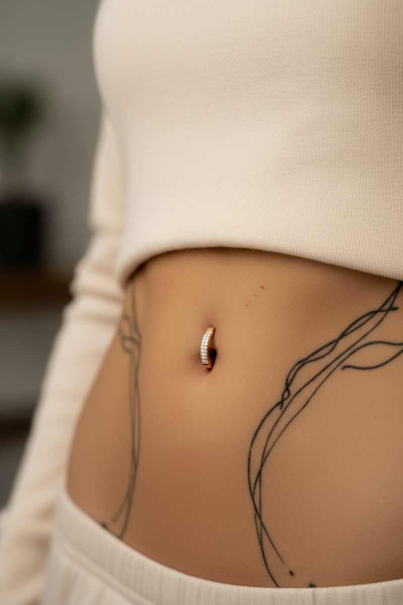Zoomed out belly ring